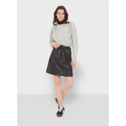 Alba Noir - Jupe Courte Evasee En Cuir Veritable^OAKWOOD Discount