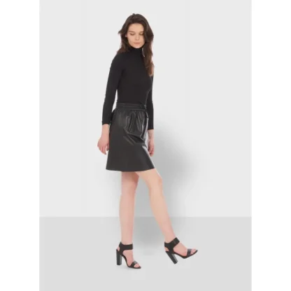 Alba Noir - Jupe Courte Evasee En Cuir Veritable^OAKWOOD Discount