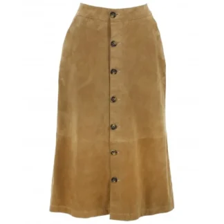 Aliana Tan - Jupe Midi A Boutons En Cuir Veritable De Chevre Velours^OAKWOOD Best