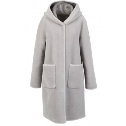 Angelique Gris - Manteau Reversible A Capuche Effet Peau Lainee^OAKWOOD Online