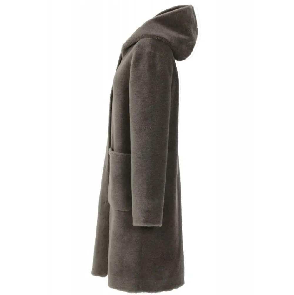 Angelique Kaki Fonce - Manteau Reversible A Capuche Effet Peau Lainee^OAKWOOD Flash Sale