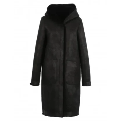 Angelique Noir - Manteau Reversible A Capuche Effet Peau Lainee^OAKWOOD Best