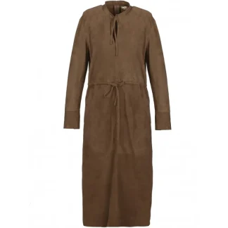 Azza Marron Clair - Robe Mi-Longue En Cuir Veritable De Chevre Velours^OAKWOOD Best