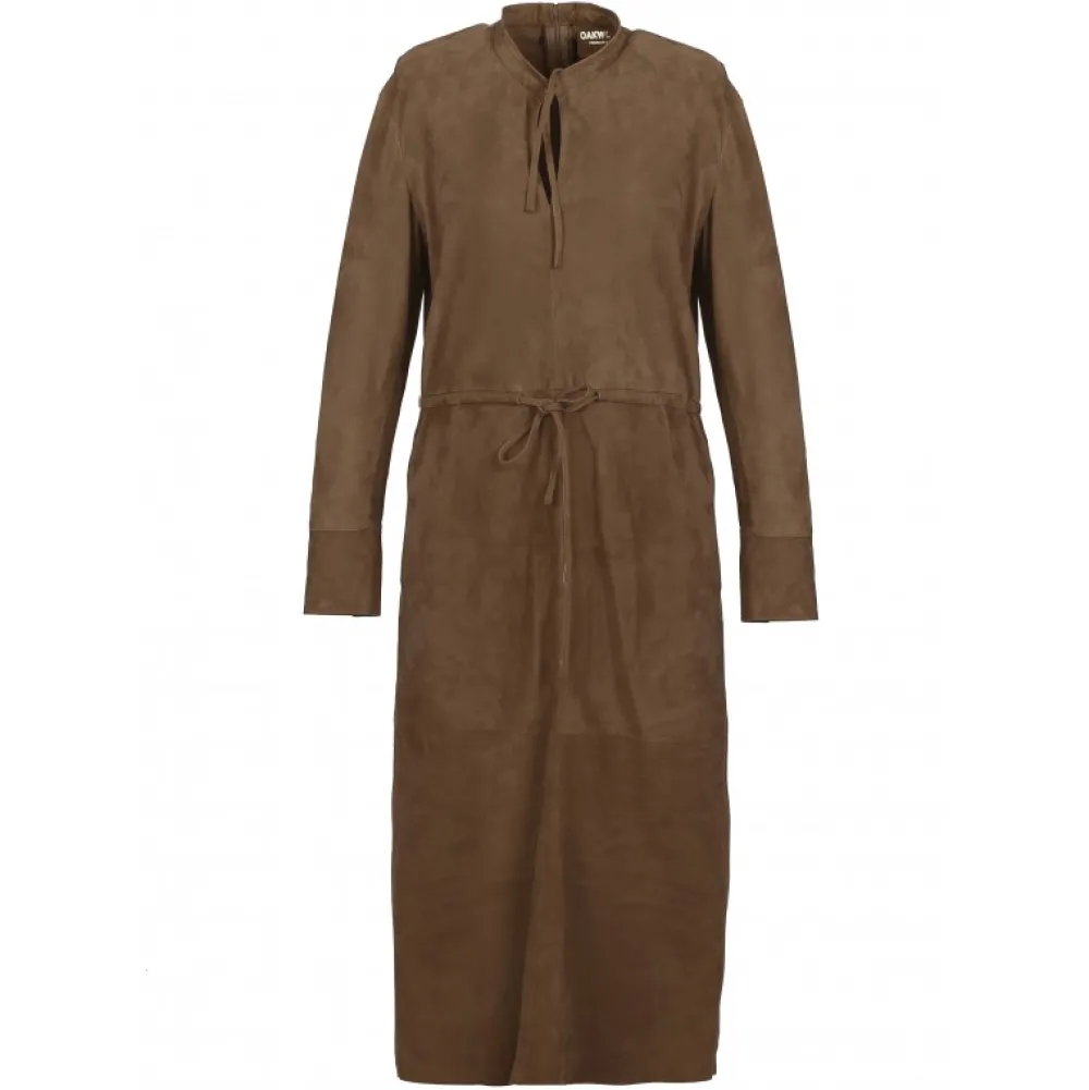 Azza Marron Clair - Robe Mi-Longue En Cuir Veritable De Chevre Velours^OAKWOOD Best
