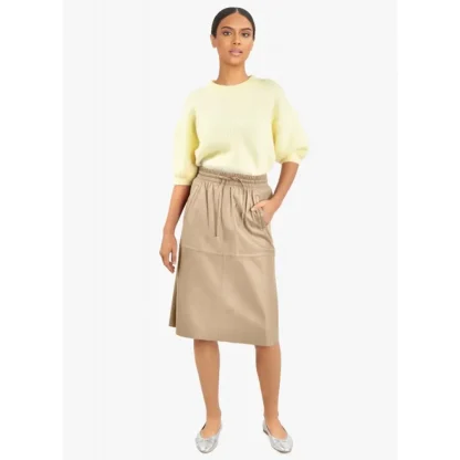 Bamba Beige Fonce - Jupe Mi-Longue Droite En Cuir Veritable^OAKWOOD Online