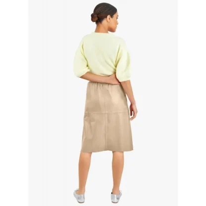 Bamba Beige Fonce - Jupe Mi-Longue Droite En Cuir Veritable^OAKWOOD Online