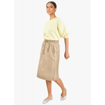 Bamba Beige Fonce - Jupe Mi-Longue Droite En Cuir Veritable^OAKWOOD Online