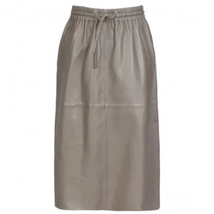 Bamba Taupe - Jupe Mi-Longue Droite En Cuir Veritable^OAKWOOD Flash Sale