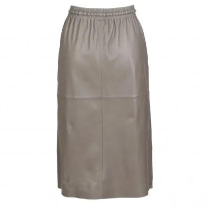 Bamba Taupe - Jupe Mi-Longue Droite En Cuir Veritable^OAKWOOD Flash Sale