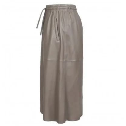 Bamba Taupe - Jupe Mi-Longue Droite En Cuir Veritable^OAKWOOD Flash Sale