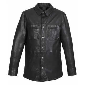 Carter Noir - Surchemise En Cuir Veritable Effet Lave^OAKWOOD Store