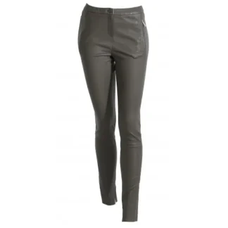 Celeste Kaki Fonce - Pantalon Stretch En Cuir Veritable^OAKWOOD Online