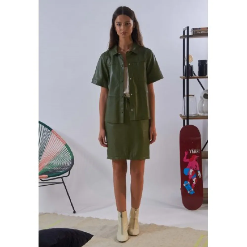 Celia Bronze - Jupe Droite Taille Haute En Cuir Veritable^OAKWOOD Best