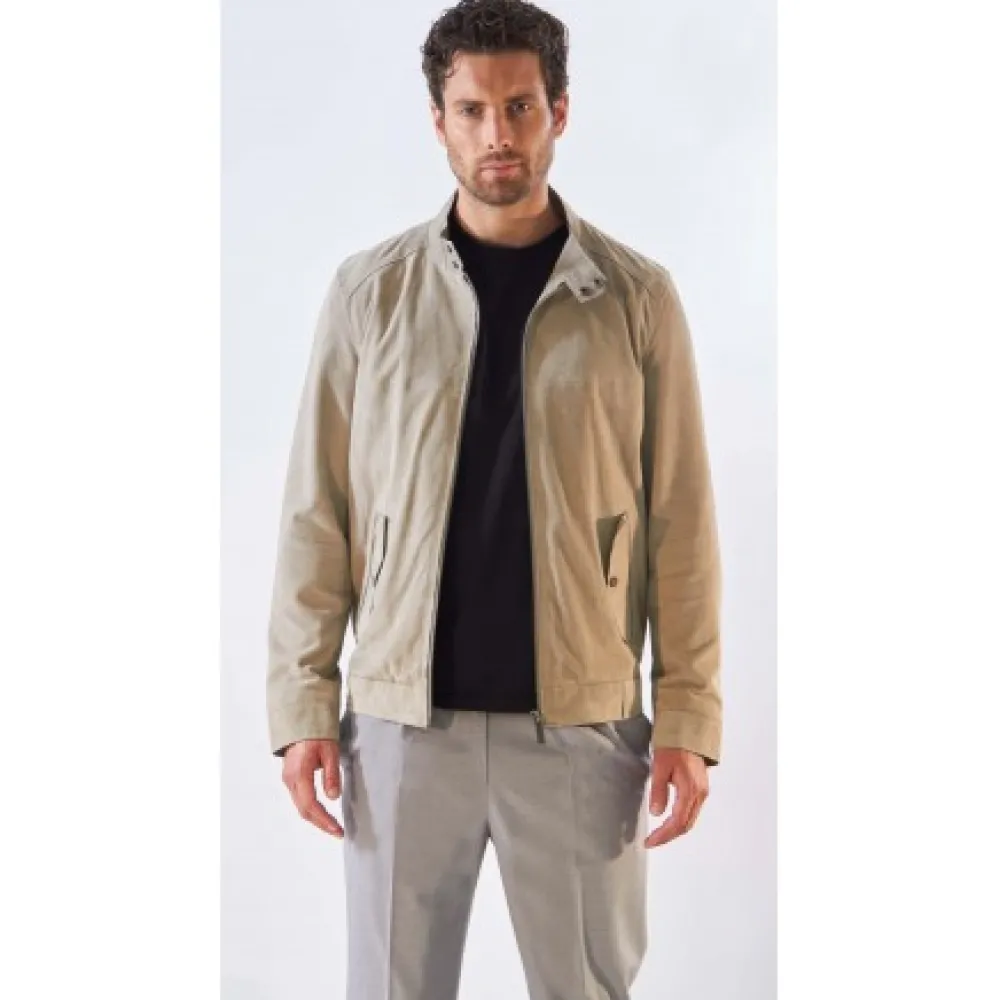 Chicago Yemen - Blouson Elegant En Cuir Veritable Col Mao A Pressions Et Ceinture Teddy^OAKWOOD Sale