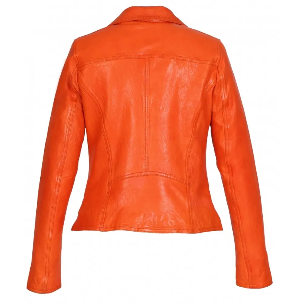 Clips Corail - Blouson Asymetrique Epure En Cuir Veritable^OAKWOOD New