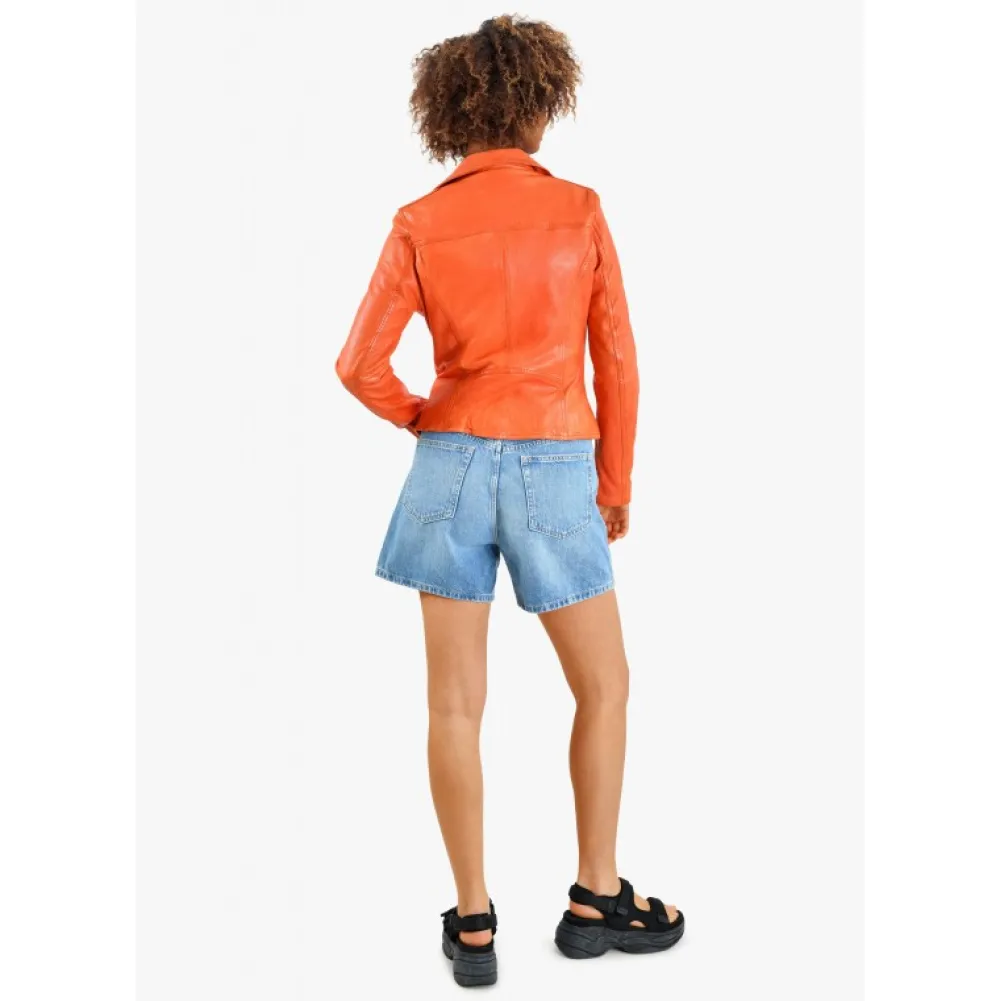 Clips Corail - Blouson Asymetrique Epure En Cuir Veritable^OAKWOOD New