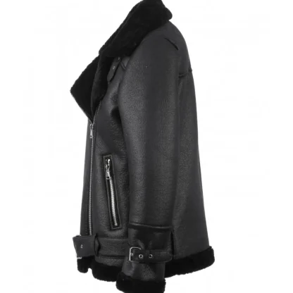 Community Noir - Blouson Bombardier Effet Peau Retournee Fourrure Synthetique^OAKWOOD New