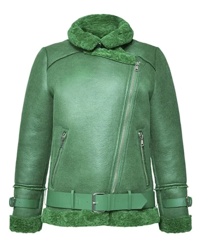 Community Vert - Blouson Bombardier Effet Peau Retournee Fourrure Synthetique^OAKWOOD Discount