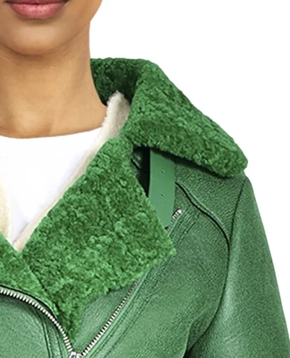 Community Vert - Blouson Bombardier Effet Peau Retournee Fourrure Synthetique^OAKWOOD Discount