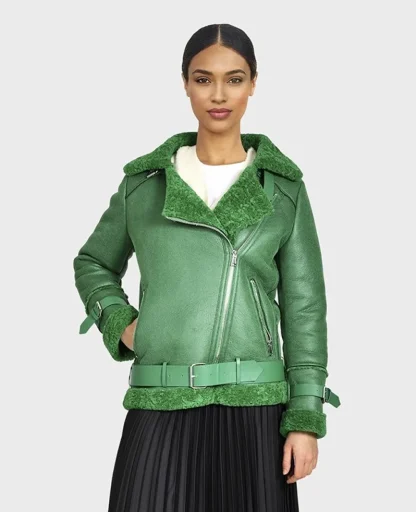 Community Vert - Blouson Bombardier Effet Peau Retournee Fourrure Synthetique^OAKWOOD Discount