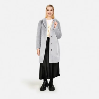 Cyber Gris Clair - Manteau Long En Fausse Fourrure^OAKWOOD Shop