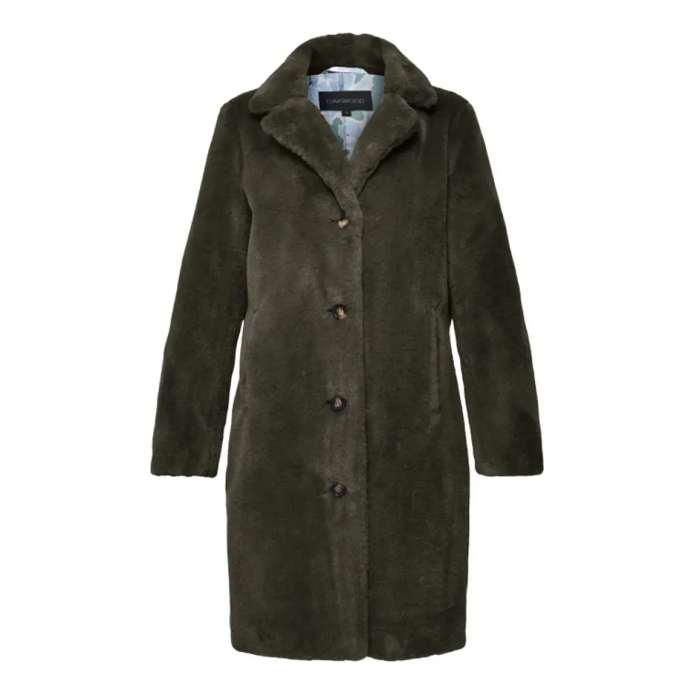 Cyber Kaki - Manteau Long En Fourrure Synthetique A Col Revers^OAKWOOD New