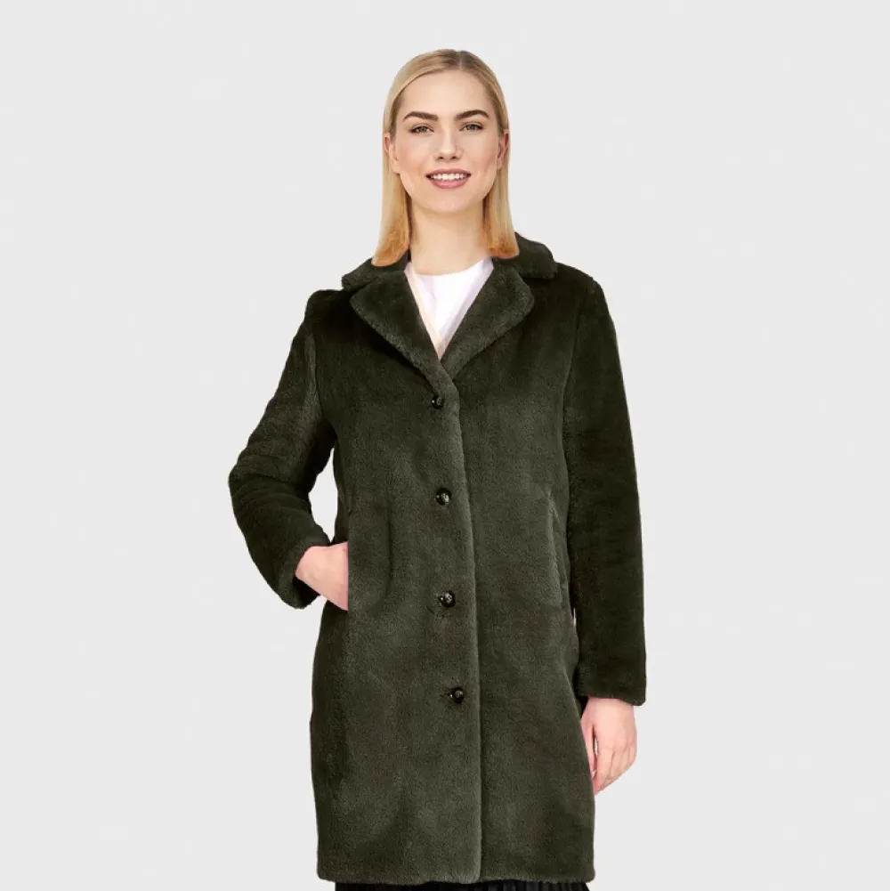 Cyber Kaki - Manteau Long En Fourrure Synthetique A Col Revers^OAKWOOD New