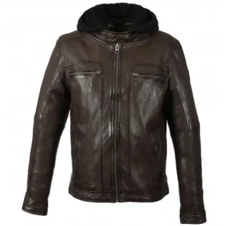 Drink Chocolat- Blouson En Cuir Veritable A Capuche Amovible^OAKWOOD Outlet