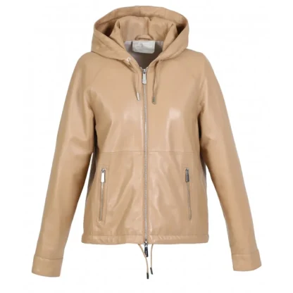 Dynamic Beige - Blouson A Capuche En Cuir Veritable^OAKWOOD Best Sale