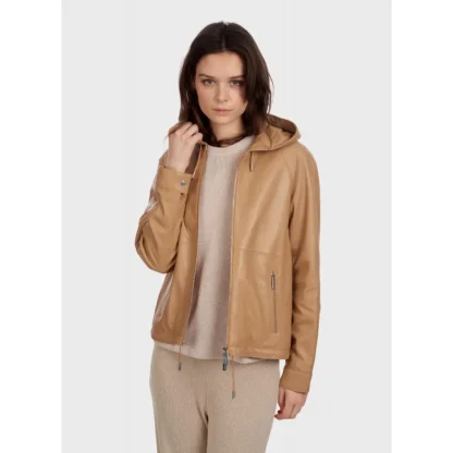 Dynamic Beige - Blouson A Capuche En Cuir Veritable^OAKWOOD Best Sale