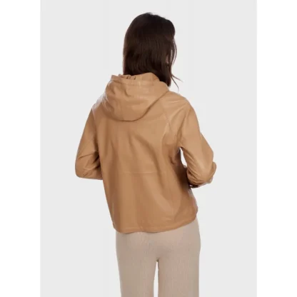 Dynamic Beige - Blouson A Capuche En Cuir Veritable^OAKWOOD Best Sale