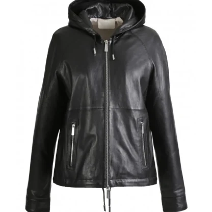 Dynamic Noir - Blouson A Capuche En Cuir Veritable^OAKWOOD Online