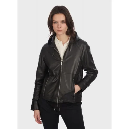 Dynamic Noir - Blouson A Capuche En Cuir Veritable^OAKWOOD Online