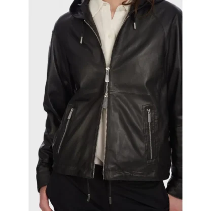 Dynamic Noir - Blouson A Capuche En Cuir Veritable^OAKWOOD Online