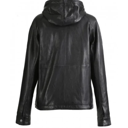 Dynamic Noir - Blouson A Capuche En Cuir Veritable^OAKWOOD Online