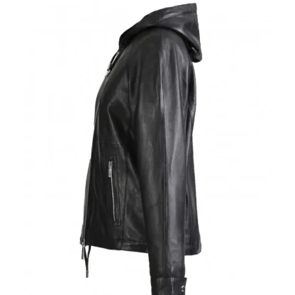 Dynamic Noir - Blouson A Capuche En Cuir Veritable^OAKWOOD Online