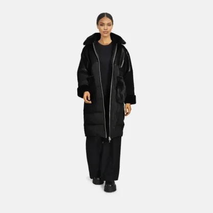 Ella Noir - Manteau Long En Fausse Fourrure / Nylon^OAKWOOD Online