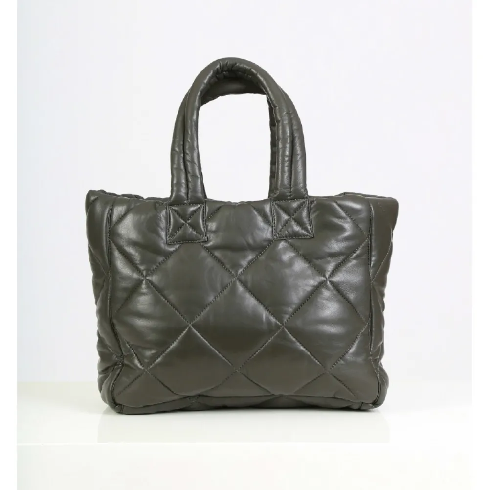 Except Kaki Fonce - Petit Sac Cabas En Cuir Veritable Matelasse^OAKWOOD Fashion