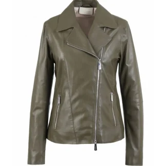 Flash Kaki - Blouson Epure A Fermeture Asymetrique En Cuir Veritable De Mouton^OAKWOOD Cheap