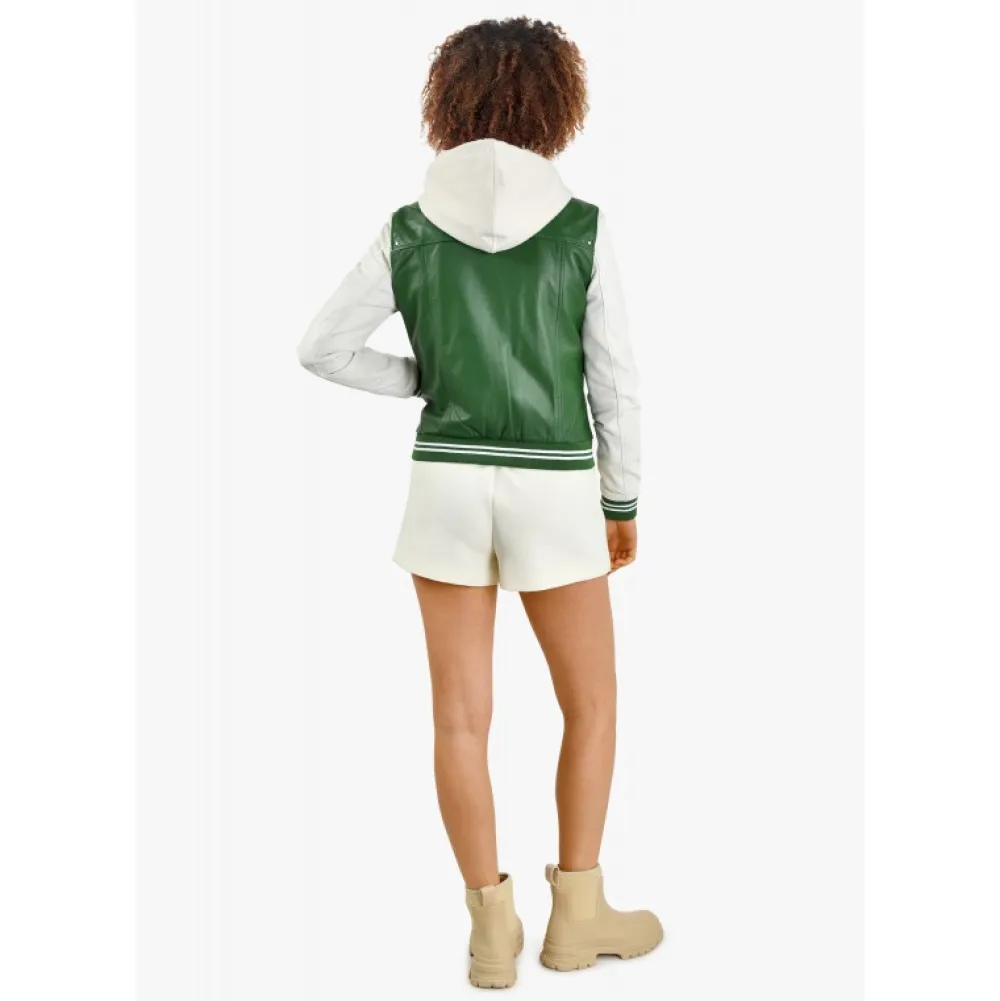 Flirt Bi Emeraude- Blouson Teddy Bi-Color En Cuir Veritable^OAKWOOD Flash Sale