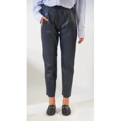 Gift Bleu Marine - Pantalon Jogpant Cuir Veritable^OAKWOOD Flash Sale