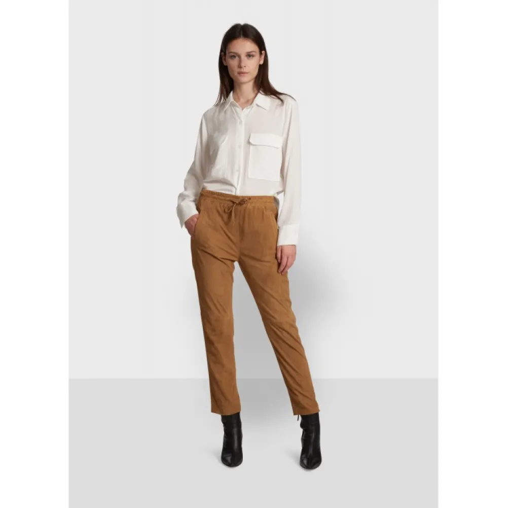 Gift Tan - Pantalon Jogpant Cuir Veritable Chevre Velours^OAKWOOD Sale