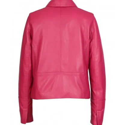 Leslie Fushia - Veste Courte Col Chemise En Cuir Veritable^OAKWOOD Cheap