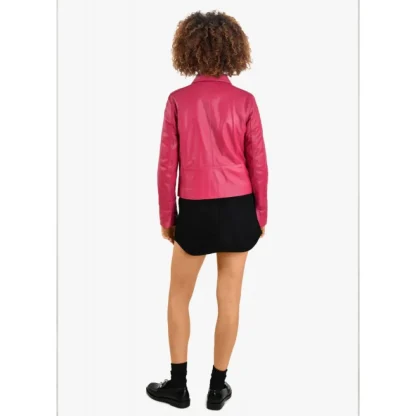 Leslie Fushia - Veste Courte Col Chemise En Cuir Veritable^OAKWOOD Cheap