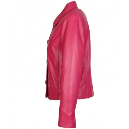 Leslie Fushia - Veste Courte Col Chemise En Cuir Veritable^OAKWOOD Cheap