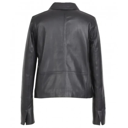 Leslie Noir - Veste Courte Col Chemise En Cuir Veritable^OAKWOOD Online