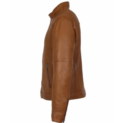 Manager Cognac - Blouson Col Mao En Cuir Veritable^OAKWOOD Cheap