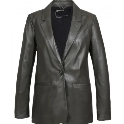 Meg Kaki Fonce- Blazer En Cuir Veritable De Mouton^OAKWOOD Cheap