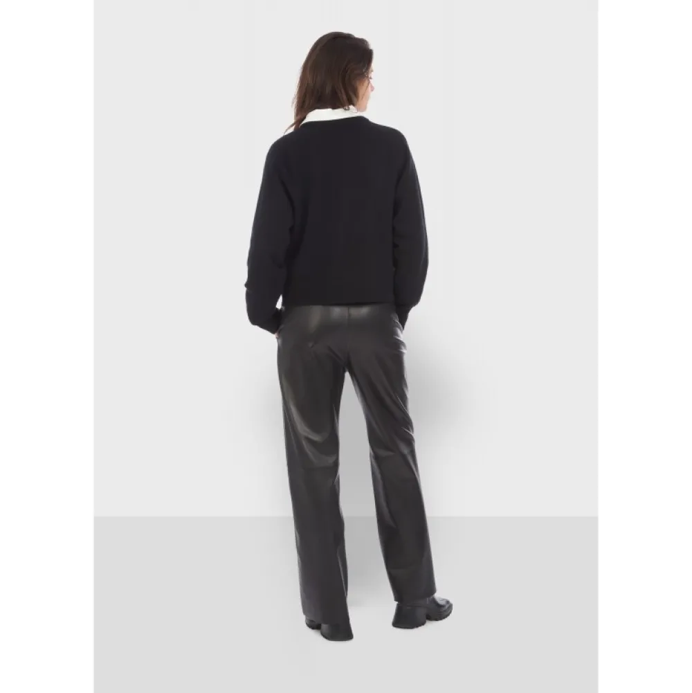 Mila Noir - Pantalon Large Taille Haute En Cuir Veritable^OAKWOOD Cheap