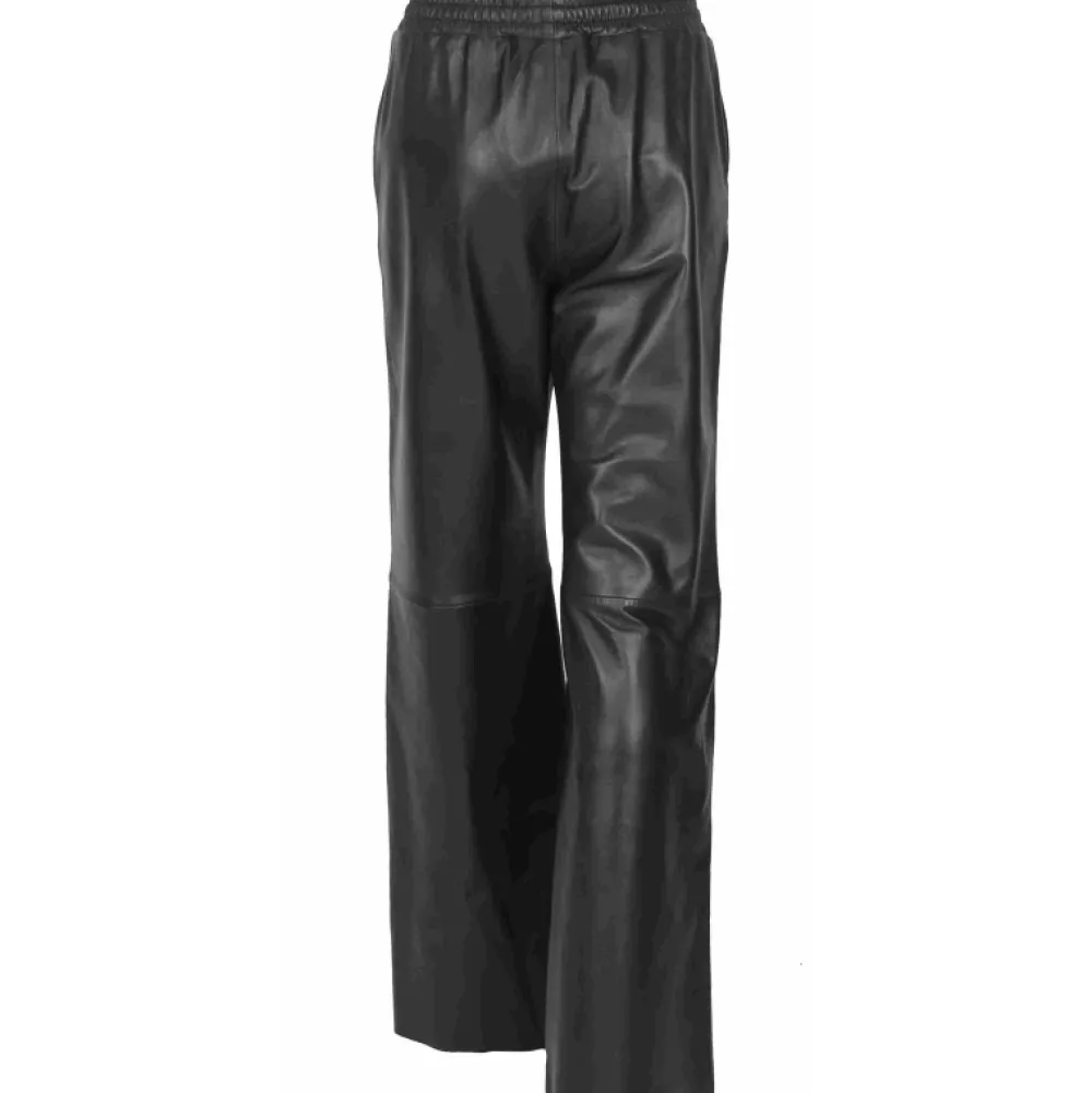 Mila Noir - Pantalon Large Taille Haute En Cuir Veritable^OAKWOOD Cheap